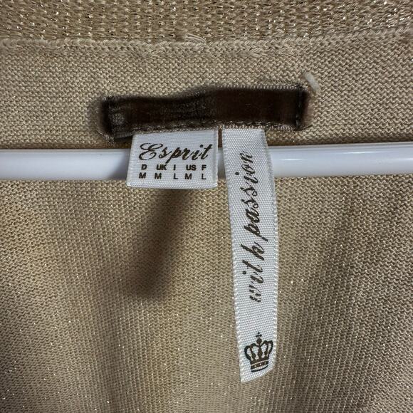 VTG Esprit V Neck Metallic Knit Sweater SZ M Y2K Fairy Grunge Glitter Pullover - Picture 5 of 9